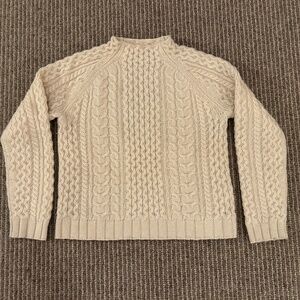Pendleton Women’s Cable Knit Wool Fisherman’s Sweater – Small, Birch